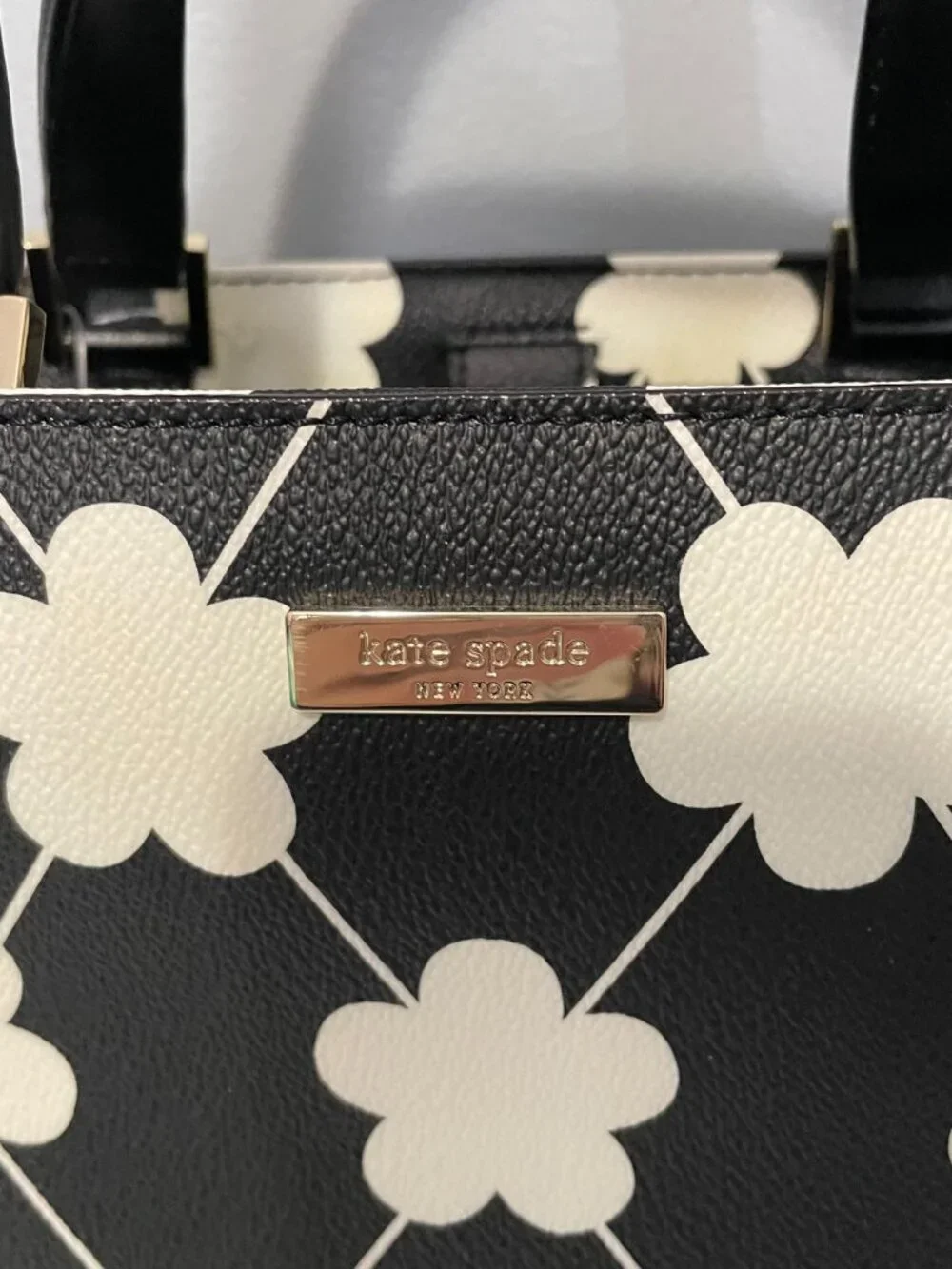 New Kate Spade Juno Floral Grant St Vinyl Mini Tote Black White $298